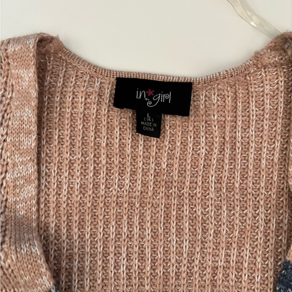I.N Girl Multicolor Long Sleeve Knit Open Front Sweater Cardigan - Size L - Picture 2 of 2